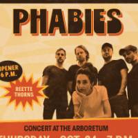 Members of the band "Phabies" and text that reads "CAB Presents Phabies. Opener 6 p.m. Reete Thorns. Concert at the Arboretum. Thursday, Oct. 24, 7 p.m. Bring your own blanket. Hot cider will be provided."